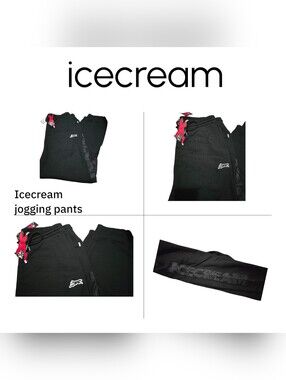 Nwt Icecream Mens Black Jogger Pants with Logo Detail